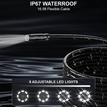 Hanmatek IE01 Cámara endoscopio Industrial pantalla de 4,3 pulgadas HD1080P IP67 impermeable 8 LED boroscopio de inspección de luz para reparación de tuberías de automóviles