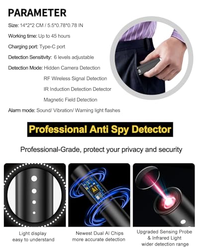Detectores de cámara oculta, buscador de cámara espía, dispositivo de seguimiento GPS oculto, detector de dispositivo de grabación de escucha, barrendero oculto de insectos y detector de cámara KT3