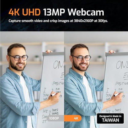 INS-Flip 4 4K USB Cámara portátil de documentos, cámara web/visualizador, 13MP Ultra HD, diseño plegable, enfoque automático, micrófono, LED, compatible con Mac OS, Windows, iPad, Chromebook