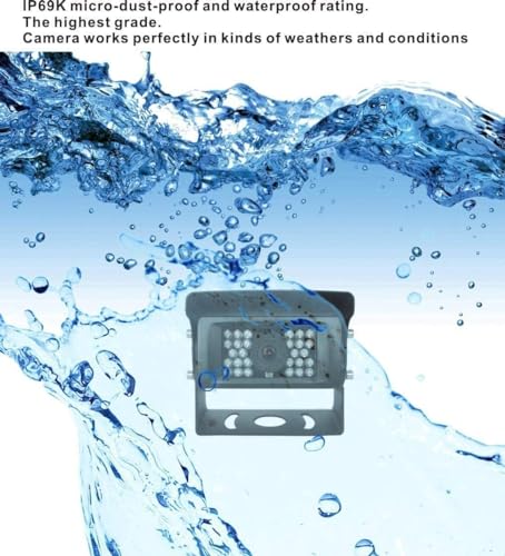 AHD 1080P Sistema de cámara de visión trasera inversa con cable de 7 pulgadas, línea de guía, cámara de visión nocturna IR impermeable IP69K, para