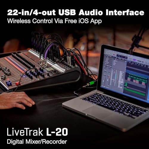 Zoom LiveTrak L-20 Mezclador/Grabadora para Músicos y Podcasters | 20-channel digital mixer with 22-track recording and USB audio interface for mixing, monitoring and multitrack recording