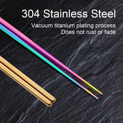 Palillos de acero inoxidable 304 reutilizables, de varios colores, ligeros, palillos de metal aptos para el lavavajillas – 5 pares - 033985217378