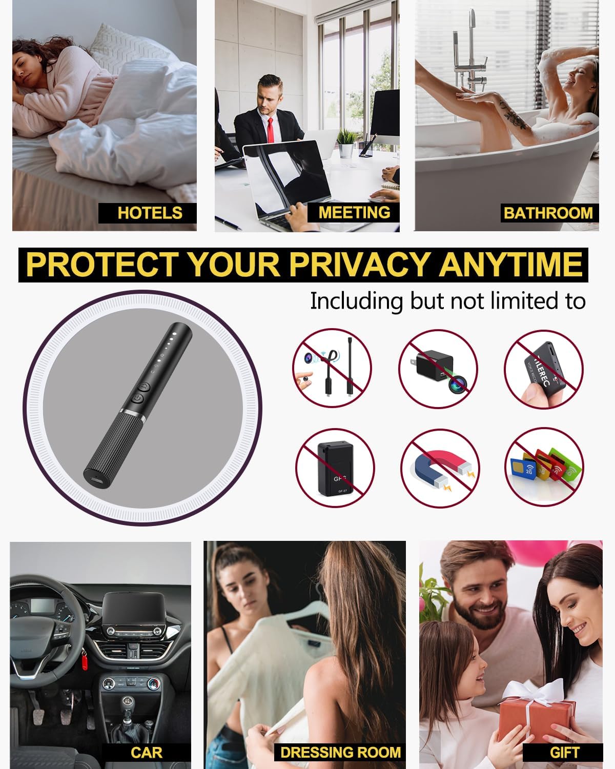 Detectores de cámara oculta, buscador de cámara espía, dispositivo de seguimiento GPS oculto, detector de dispositivo de grabación de escucha, barrendero oculto de insectos y detector de cámara KT3