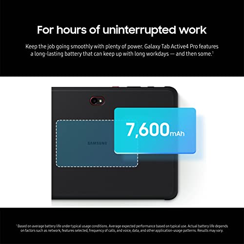 SAMSUNG Galaxy Tab Active4 Pro 10.1" 64GB Wi-Fi Android Tablet de trabajo, 4 GB de RAM, diseño resistente, pantalla táctil sensible, batería de larga duración para los trabajadores, SM-360N