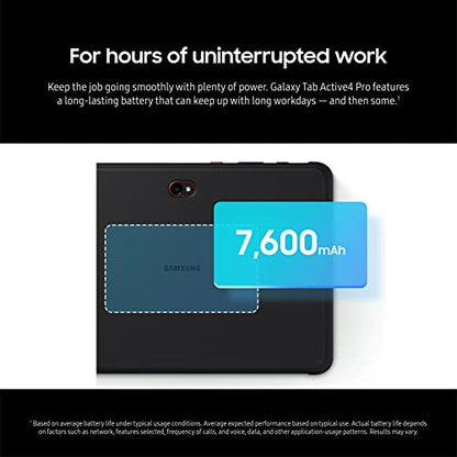 SAMSUNG Galaxy Tab Active4 Pro 10.1" 64GB Wi-Fi Android Tablet de trabajo, 4 GB de RAM, diseño resistente, pantalla táctil sensible, batería de larga duración para los trabajadores, SM-360N