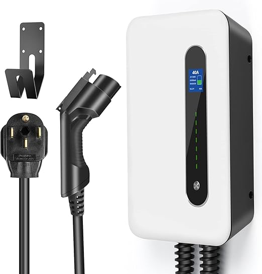 Estación de carga LEFANEV EV nivel 2, estación de carga de pared para vehículos eléctricos( EV) (NEMA14-50,20 pies, 220 V -240 V, SAE J1772) para todos los vehículos eléctricos (40 A) LE-F30-40A
