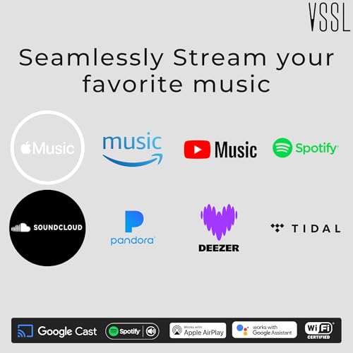 VSSL Amplificador de transmisión de audio A.3X de 6 canales, 3 zonas, compatible con AirPlay 2, Chromecast, Amazon Alexa, Spotify Connect, Bluetooth, amplificador de audio para todo el hogar de 6 canales, controlador de audio multihabitación # A.3x-UVG