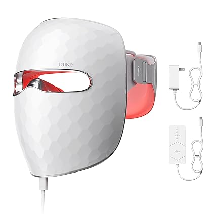 Ulike ReGlow - Máscara de terapia de luz LED, terapia de luz roja para cara, 4 modos con luces rojas, azules, amarillas e infrarrojas rojas para reducir el acné y antienvejecimiento, protección ocular UM10