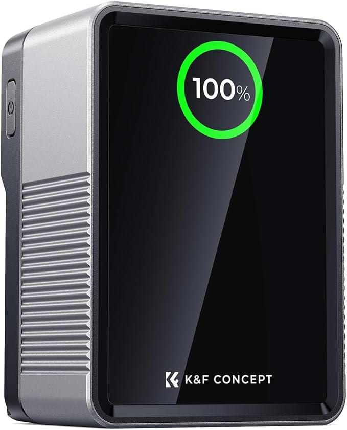 K&F Concept Batería de montaje en V de 99 Wh con carga rápida PD100W, 14.8 V 6700 mAh, mini batería de montaje en V con DC/D-Tap/Dual USB-C/USB-A/TFT Display/240W Cable de carga para cámara KF28.0024V1 Nombre Modelo	0024V1