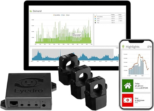 Monitor solar y de energía trifásica empresarial - Medición neta - Datos de uso de electricidad de alta resolución - Software en la nube sin tarifa - Alertas - Informes -‎E5B-EW-E3