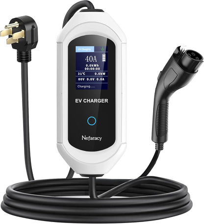 Cargador Tesla de nivel 2 de 40 amperios, cargador portátil EV para Tesla, conector NACS, cargadores de coche eléctricos para Tesla modelo Y/3/S/X, pantalla LED y control de aplicación NFC-NACS-US