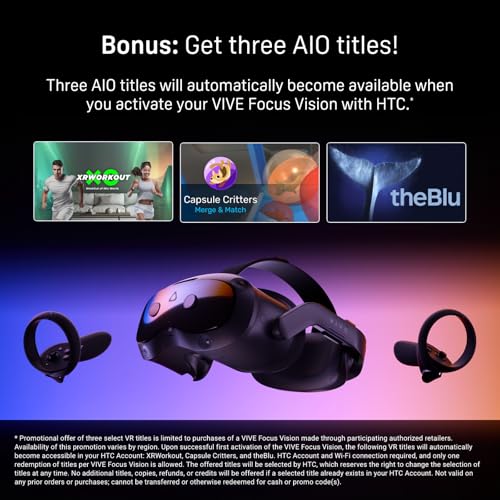 HTC Vive Focus Vision - Auriculares de Realidad Mixta y PC VR + Controladores - Edición de Consumo ‎99HAUM006-00