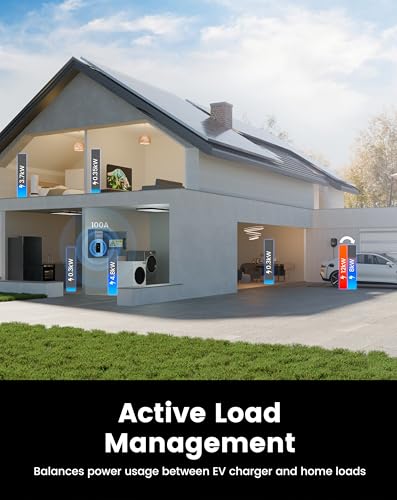 ELECQ Juego de carga inteligente: gestión activa de carga, modo de carga solar, compatible con OCPP | Cargador EV de 50 A (cableado/J1772) + monitor de potencia