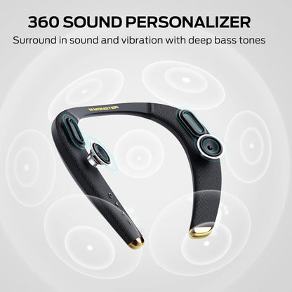 Monster Boomerang - Altavoces Bluetooth con banda para el cuello, con 15 horas de reproducción, sonido estéreo 3D de alta fidelidad, baja latencia, micrófono integrado, IPX5 impermeable para usar en
