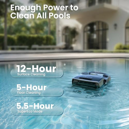 Aiper Scuba X1 Pro Max - Robot aspirador de piscina y robótico para piscina con succión de 8,500 GPH, mapeo de piscina, filtración ultrafina de 3 μm, estacionamiento inteligente de superficie, para todas las piscinas enterradas, gris
