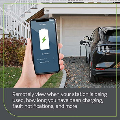Leviton Level 2 Cargador eléctrico Inteligente para vehículo (EV) con Wi-Fi, 48 Amp, 208/240 Vac, Salida de 11.6 kW, Cable de 18 pies, estación de Carga Cableada, EV48W