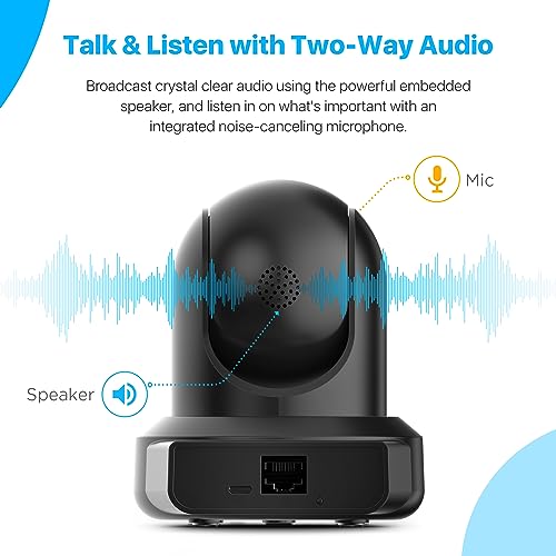 Amcrest WiFi interior ProHD de 4 MP, cámara IP de seguridad con panorámica/inclinación, audio bidireccional, visión nocturna, visión remota, 4 megapíxeles @30 FPS, amplio FOV de 90 °, IP4M-1041B
