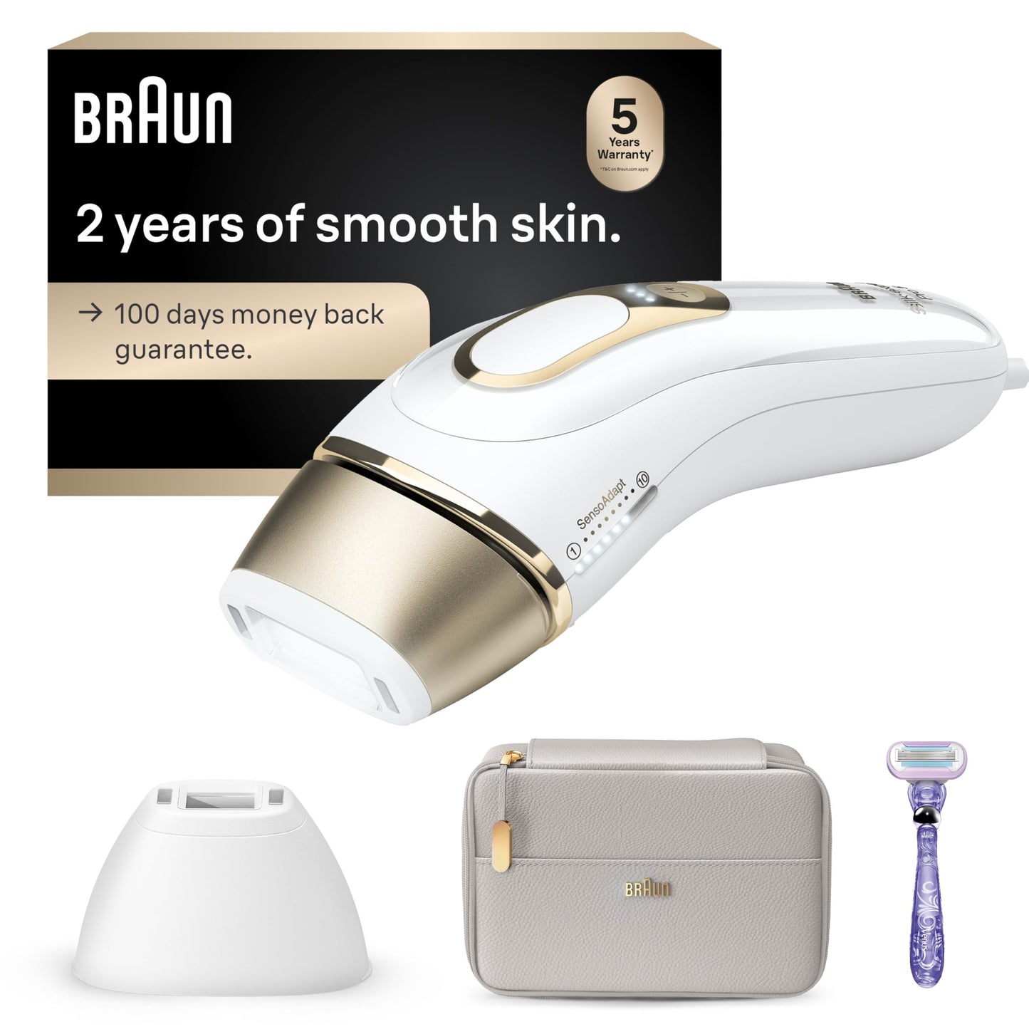 Braun - Dispositivo de depilación láser de larga duración IPL para mujeres y hombres, Silk Expert Pro5 PL5157, cuerpo completo, con maquinilla de afeitar Venus y estuche de lujo