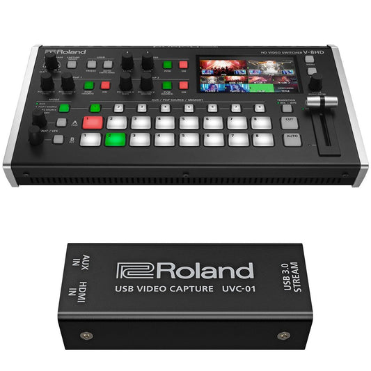 Conmutador de vídeo HD Roland V-8HD de 18 canales con dispositivo de captura de vídeo n.° V-8HD K