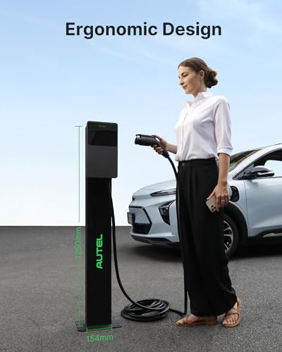 Autel Ev - Pedestal de conector de cargador, estaciones de carga eléctrica independientes para automóvil, resistencia a la corrosión, acero inoxidable 430, se adapta a todos los cargadores Autel Nivel