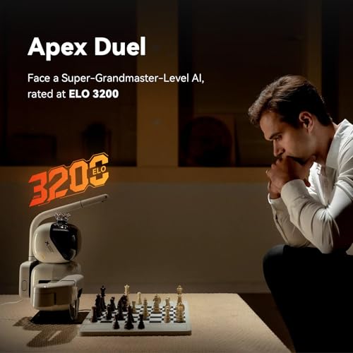 Robot de ajedrez AI RC3G-N con brazo robótico tablero de ajedrez electrónico para computadora, 25 niveles de IA, más de 1200 ejercicios, entrenador de final, reproducción de juegos clásicos