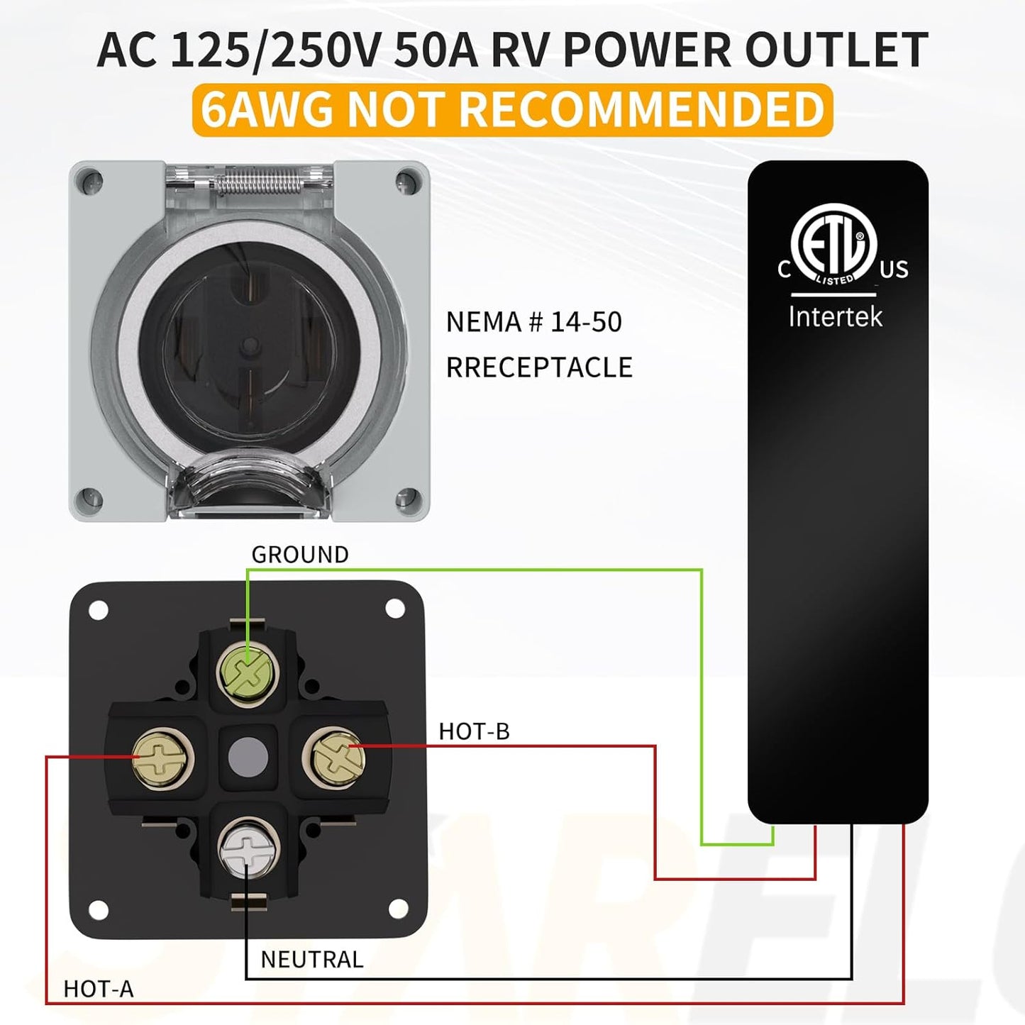STARELO Caja de toma de corriente RV de 30 amperios, receptáculo NEMA TT-30R de 125 voltios, resistente al polvo y a la intemperie para vehículos recreativos, vehículos eléctricos, generadores