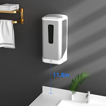 Jewaytec 1308 -Dispensador automático de desinfectante de manos, dispensador de jabón inoxidable montado en la pared de 33.8 fl oz, dispensador automático de líquidos sin contacto para oficina, hogar, restaurante
