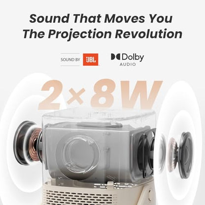 [Sonido de JBL y batería integrada] Proyector para exteriores Yaber T2 con WiFi 6 y Bluetooth, proyector portátil de película inteligente Native 1080P para interior y exterior, compatible con TV