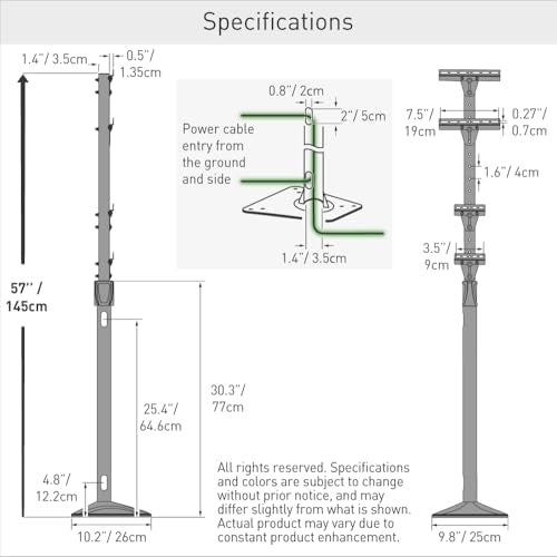 Barkan Soporte universal para cargador EV de 57 pulgadas para exteriores, revestimiento de zinc resistente a la intemperie, estación de carga de vehículos eléctricos, nivel 1 y 2, hasta 110 libras,