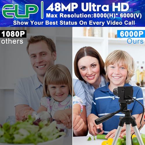 ELP Cámara USB de 48 MP - Cámara web con zoom manual para computadora y grabador láser - Zoom 3X de 0.142-0.394 in - Cámara de primer plano UVC USB2.0 para PC y Jetson Nano, RaspberryPi