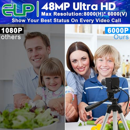 ELP Cámara USB de 48 MP - Cámara web con zoom manual para computadora y grabador láser - Zoom 3X de 0.142-0.394 in - Cámara de primer plano UVC USB2.0 para PC y Jetson Nano, RaspberryPi