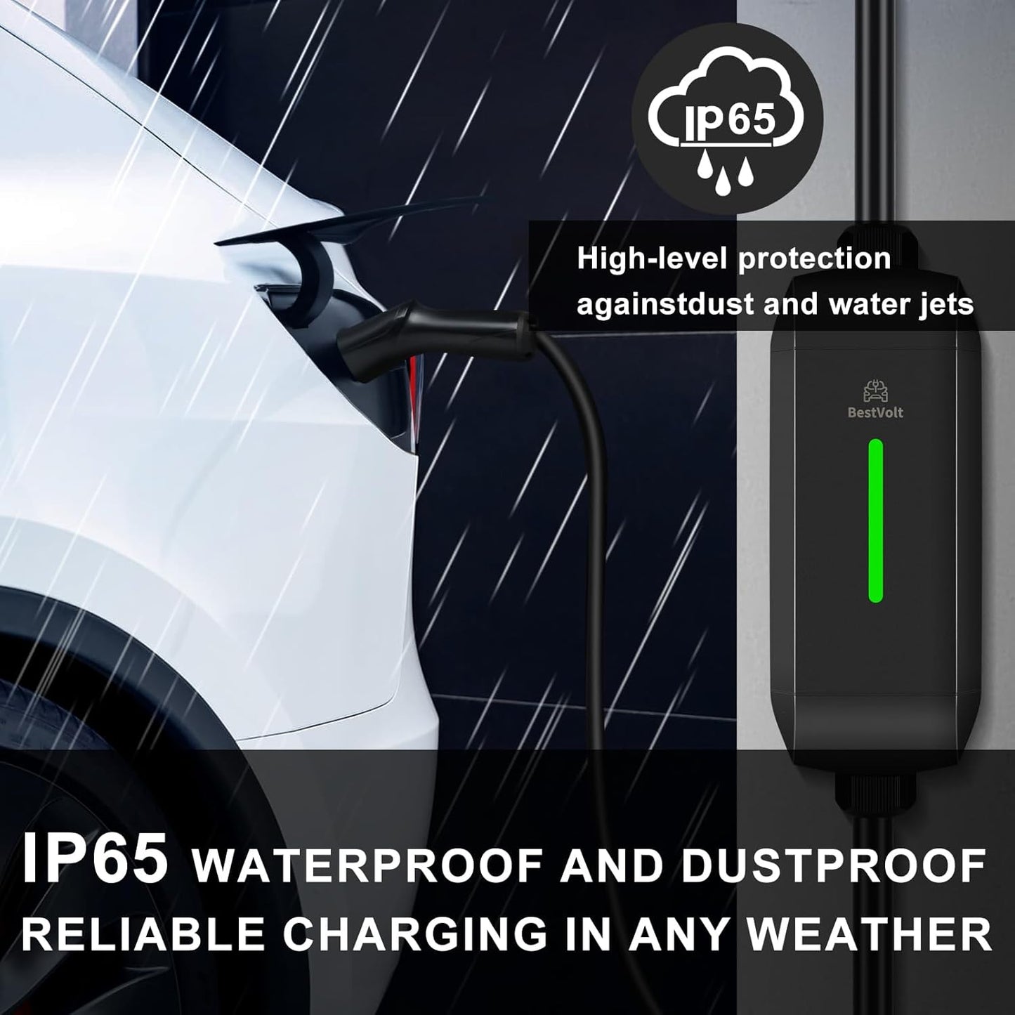 Leisure Stay Cargador portátil para vehículos eléctricos Tesla, Certificado etl, Carga rápida de 7.65M, Impermeable ip65, Compatible con Camiones 3 / X/y/Cyber (LV2 14-50 (Black 32A-40A))