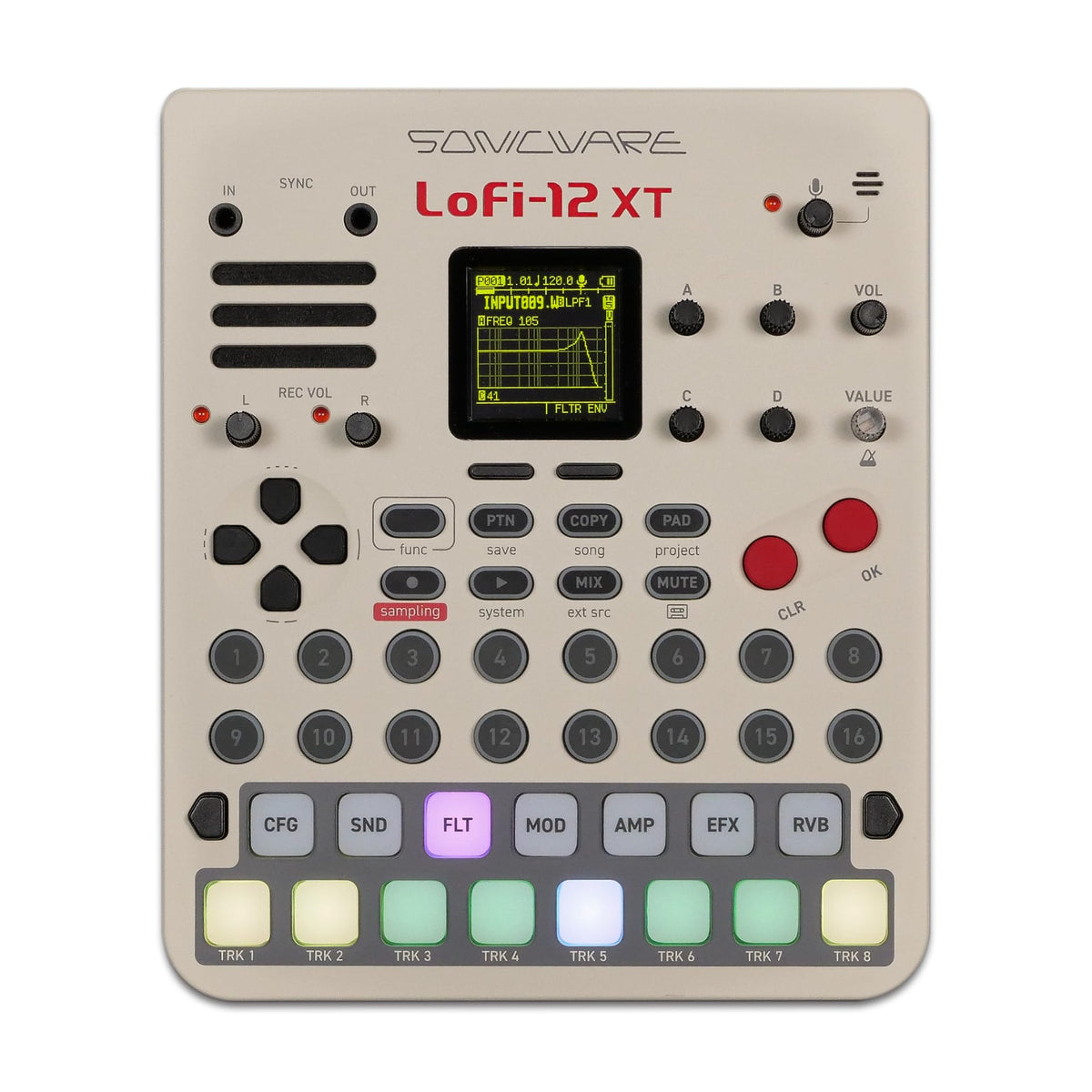 Lofi-12 XT Limited Retro Color [Muestreador digitalizado de baja resolución] Muestreo de sonido digital temprano de 12/24 kHz+modo de muestreador de 12 bits, compacto/ligero/alimentado por