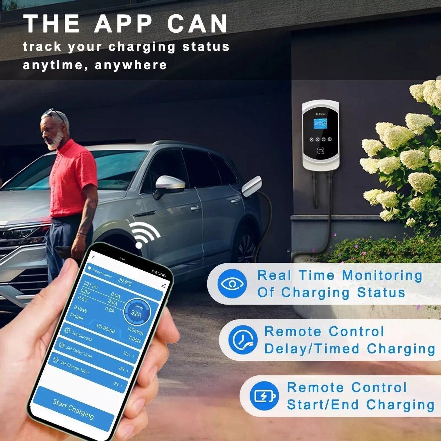 Cargador para vehículos eléctricos GBT de China con función DLB, aplicación Wi-Fi RFID, 11 kW trifásico, retardo de 1 a 15 horas