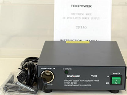 TekPower TP350 Fuente de alimentación conmutada de 23 amperios DC 13.8V con enchufe de cigarrillo