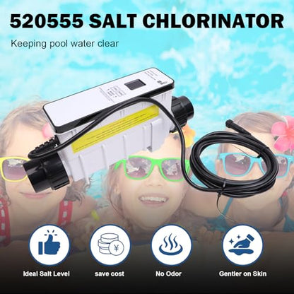 EC-520555 Generador de cloro de agua salada de células de sal mejorado, compatible con clorador de piscina Pentair IntelliChlor IC40, sistema de clorador de sal para piscinas enterradas de hasta