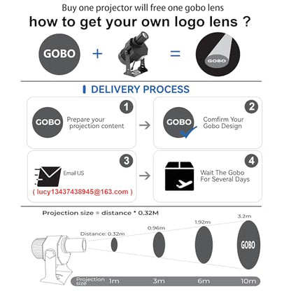 Proyector GOBO con logotipo LED de 120 W, Ip67, luz de efecto DJ impermeable, incluye GOBO de vidrio personalizado gratuito para proyectar imagen para hotel, empresa, tienda, boda,