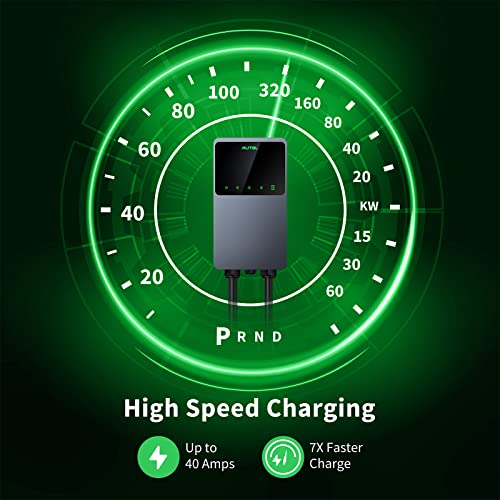 Autel MaxiCharger - Cargador de vehículo eléctrico para el hogar (EV) con tarjeta RFID, hasta 40 amperios, 240 V, WiFi de nivel 2 y EVSE habilitado para Bluetooth, enchufe NEMA 6-50, interior/exterior, cable de 25 pies con funda separada