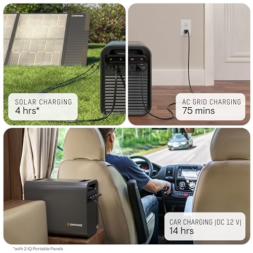 Enphase IQ PowerPack 1500 - Estación de energía portátil avanzada, 1500 W LFP, tecnología de microinversor producida en los EE. UU., 4G celular, Wi-Fi, generador solar de 1500 Wh con certificación UL PES-1515-BL-US