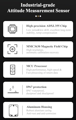 WITMOTION [Precisión ultra alta] WitMotion HWT9053-485 (X/Y ± 0.001°) 3 ejes Acc+Gyro+Mag Sensor de brújula electrónica, ángulo triaxial IP68 MPU9250 AHRS IMU Temperatura y Magnetómetro Compnsation para