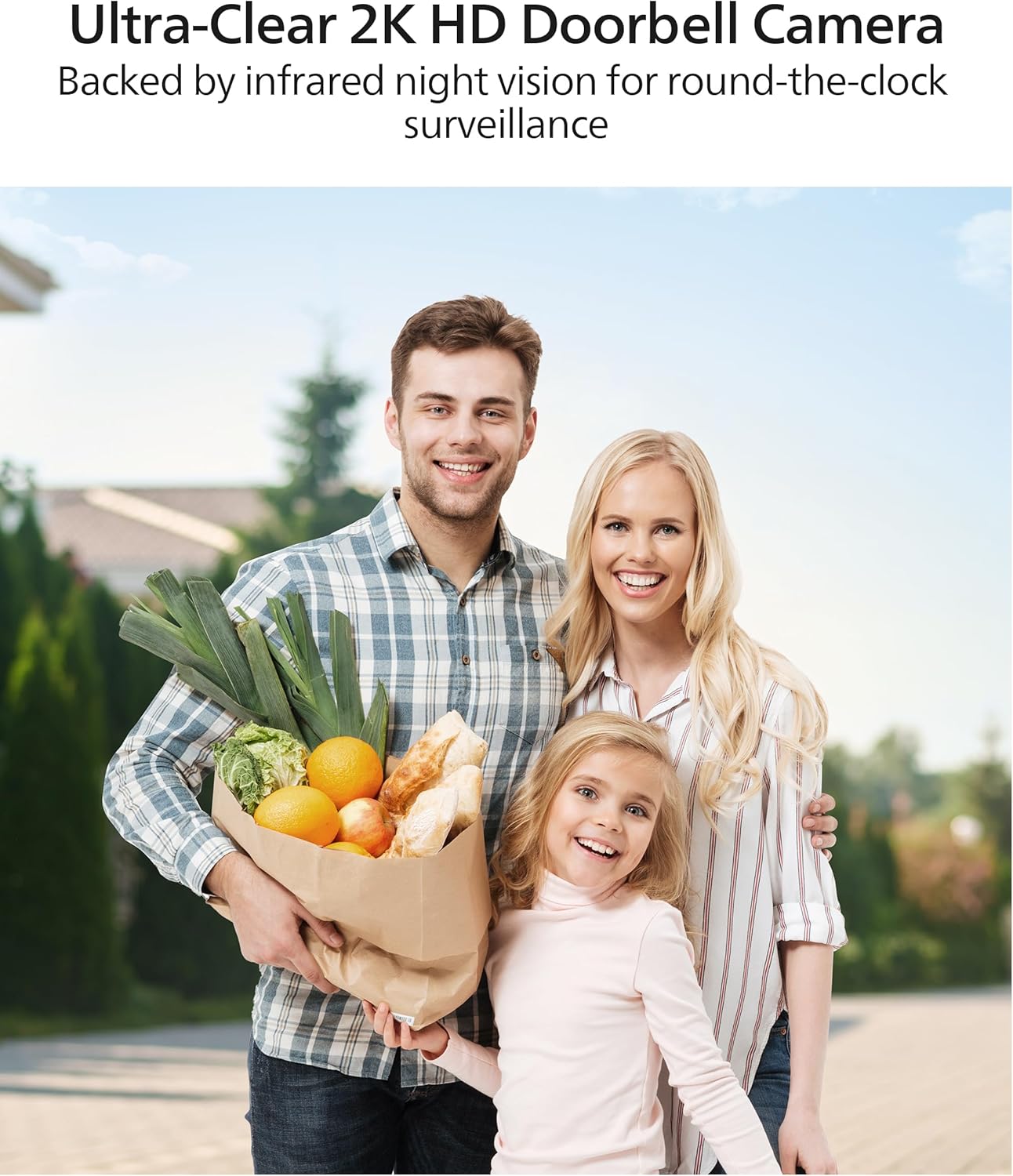 Cámara de timbre de video de seguridad Philips (timbre incluido), sin cuota mensual, cámaras duales 2K FHD con detección de movimiento, audio de 2 vías, compatible con Alexa y Google Assistant # DDA270X-2TXS