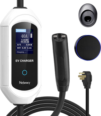Cargador Tesla de nivel 2 de 40 amperios, cargador portátil EV para Tesla, conector NACS, cargadores de coche eléctricos para Tesla modelo Y/3/S/X, pantalla LED y control de aplicación NFC-NACS-US