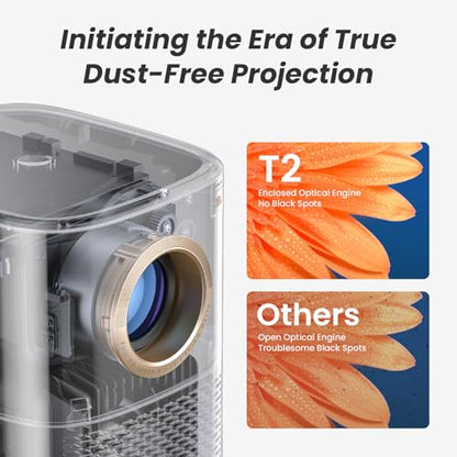 [Sonido de JBL y batería integrada] Proyector para exteriores Yaber T2 con WiFi 6 y Bluetooth, proyector portátil de película inteligente Native 1080P para interior y exterior, compatible con TV