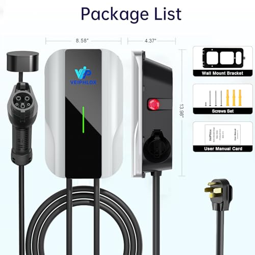 Cargador EV de nivel 2 40A (9.6kW), estación de carga J1772 de 240 V con NEMA 14-50P solo conecta y carga (no se necesita aplicación). Contaminación lumínica cero: el LED - 	UC101 LED Off