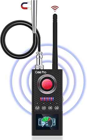 JAXTIN Detector de cámara oculta G66 Pro con escaneo automático AI, rastreador GPS magnético, buscador de cámara infrarroja, pantalla LED (mediano)