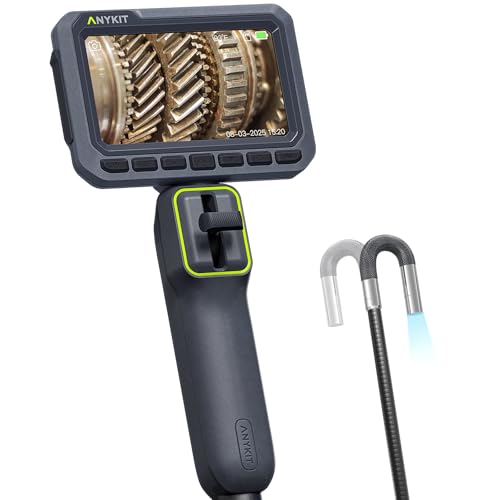 Anykit Boroscopio articulado bidireccional, cámara de serpiente de alta definición 1080P con luz, endoscopio industrial IPS de 4.3 pulgadas, cámara de alcance impermeable de 0.217 in para automoción