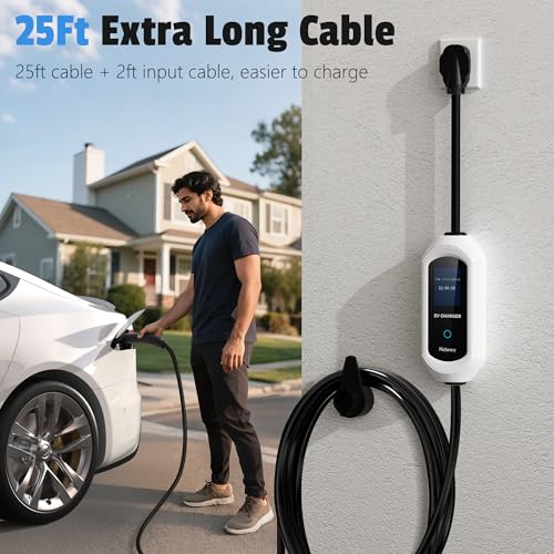 Cargador Tesla de nivel 2 de 40 amperios, cargador portátil EV para Tesla, conector NACS, cargadores de coche eléctricos para Tesla modelo Y/3/S/X, pantalla LED y control de aplicación 240V #NFC-NACS-US