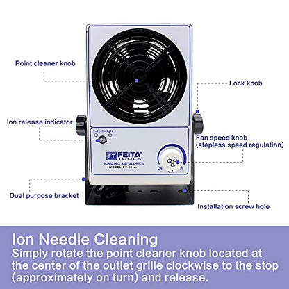 Soplador de aire ionizador ESD ionizador Soplador de aire ionizante de escritorio Eliminador estático Ventilador ionizado antiestático AC110V