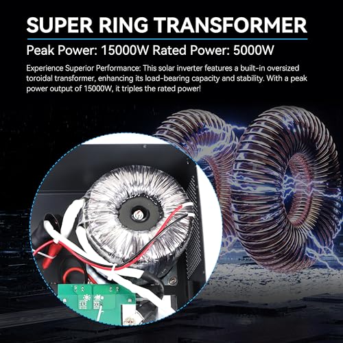 Inversores Solares de Baja Frecuencia de 5000W de 48V a 110V con Controlador MPPT Incorporado 120A, Pico 15000w, Soporte de Carga de Servicios Públicos/Generadores/Energía Solar