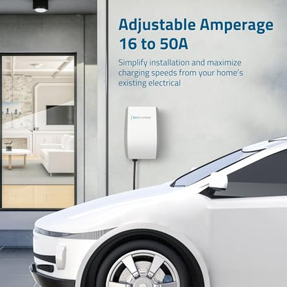Home 50 NACS - Cargador EV de nivel 2, 240 V cableado, compatible con Tesla - Estación de carga inteligente de vehículo eléctrico de 50 amperios, cable de 25 pies, listado UL, hasta 45